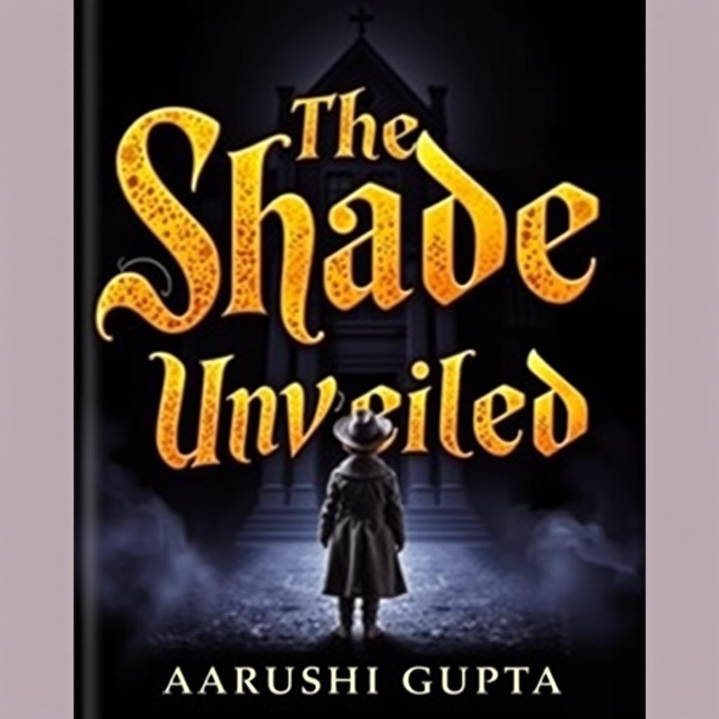 A dark-themed horror book cover titled "The Shade Unveiled" featuring an ominous academy in the background, shrouded in shadows
