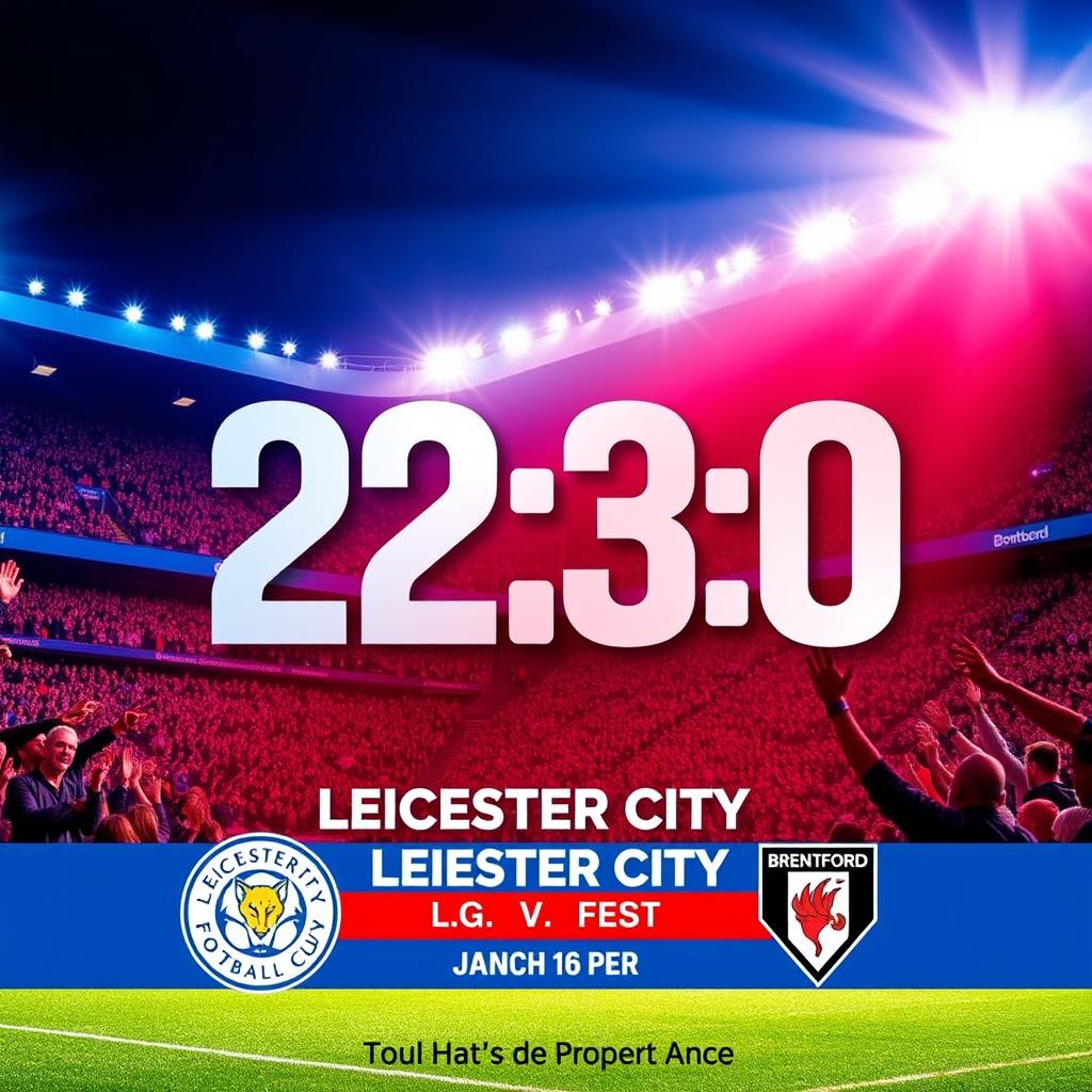 A vibrant and dynamic poster design for the football match featuring Leicester City versus Brentford