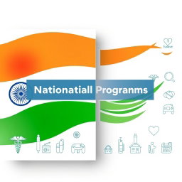 An editable book cover design template in Word format for the title 'National Health Programs in India: Updates & Recent Advances'