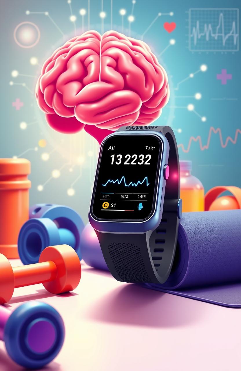 A visually engaging concept illustration of the intersection of artificial intelligence and health & fitness