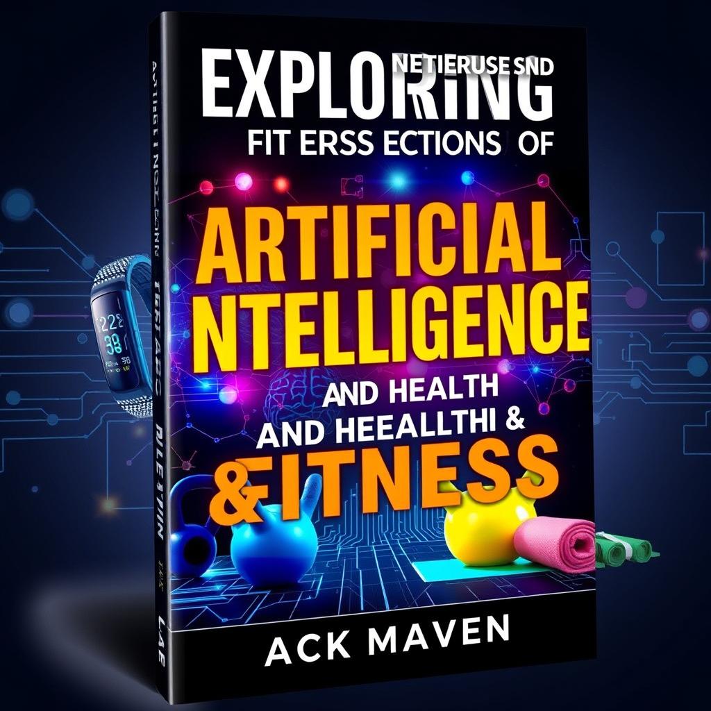 A striking and visually appealing book cover design for 'Exploring the Intersection of Artificial Intelligence and Health & Fitness' by Jack Maven