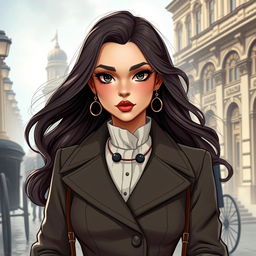A captivating character design for a modern woman who travels back in time to 1903 St