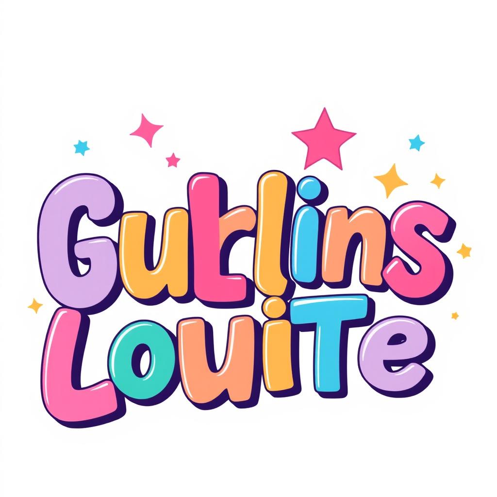 A vibrant design featuring bold and colorful letters in various shades, excluding any blue colors