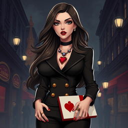 A striking character design for a modern woman who travels back in time to 1903 St