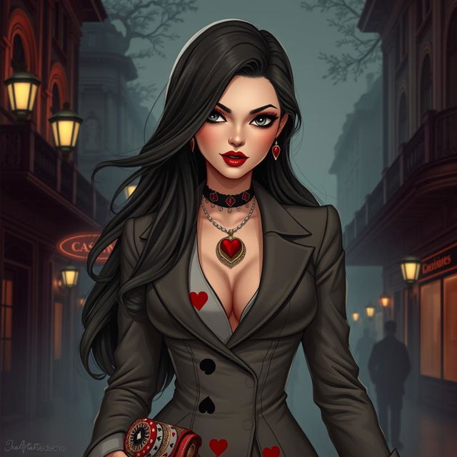 A striking character design for a modern woman who travels back in time to 1903 St