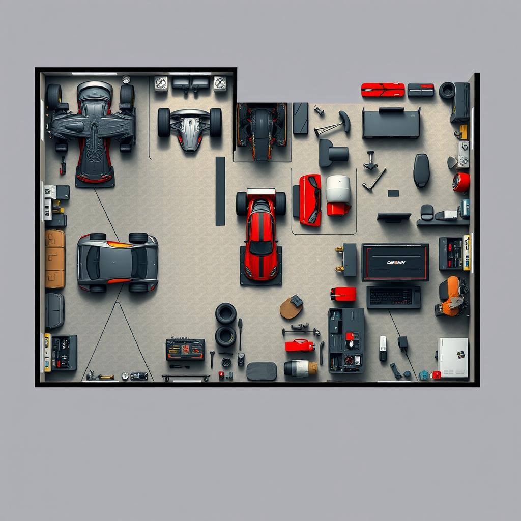High-Performance Racing Workshop Floor Plan