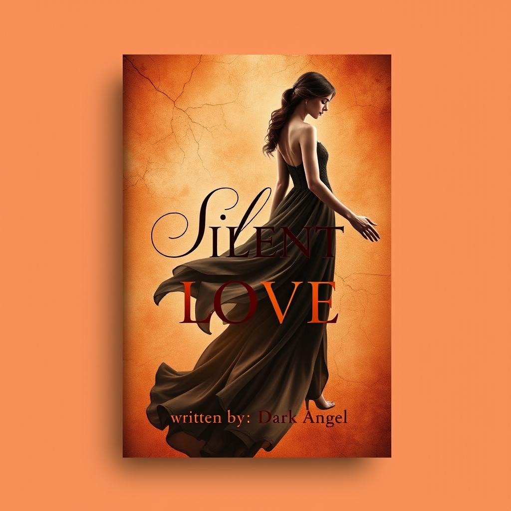 A captivating book cover for "Silent Love", featuring a rich cinnamon background that enhances elegance and contrast
