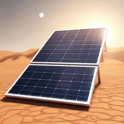 A minimalistic depiction of a long-lasting, eco-friendly solar panel under a bright sun, devoid of intricate design elements