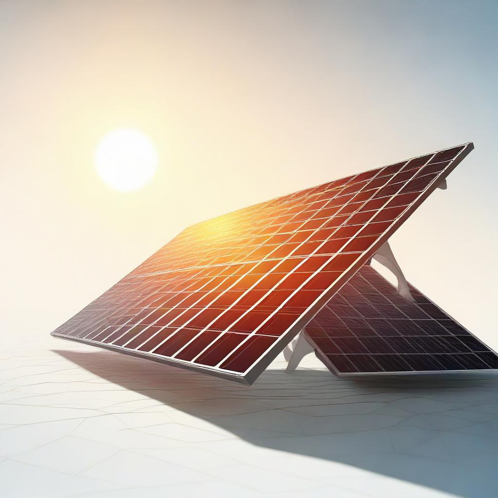 A minimalistic depiction of a long-lasting, eco-friendly solar panel under a bright sun, devoid of intricate design elements