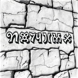 A detailed black and white drawing of elegant dwarven runes intricately carved into the wall of a magnificent stone palace