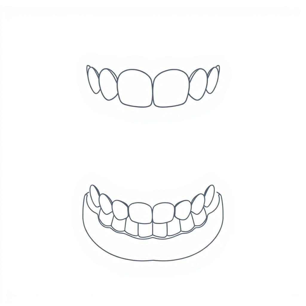 Minimalist Line Drawing of Complete Dentures