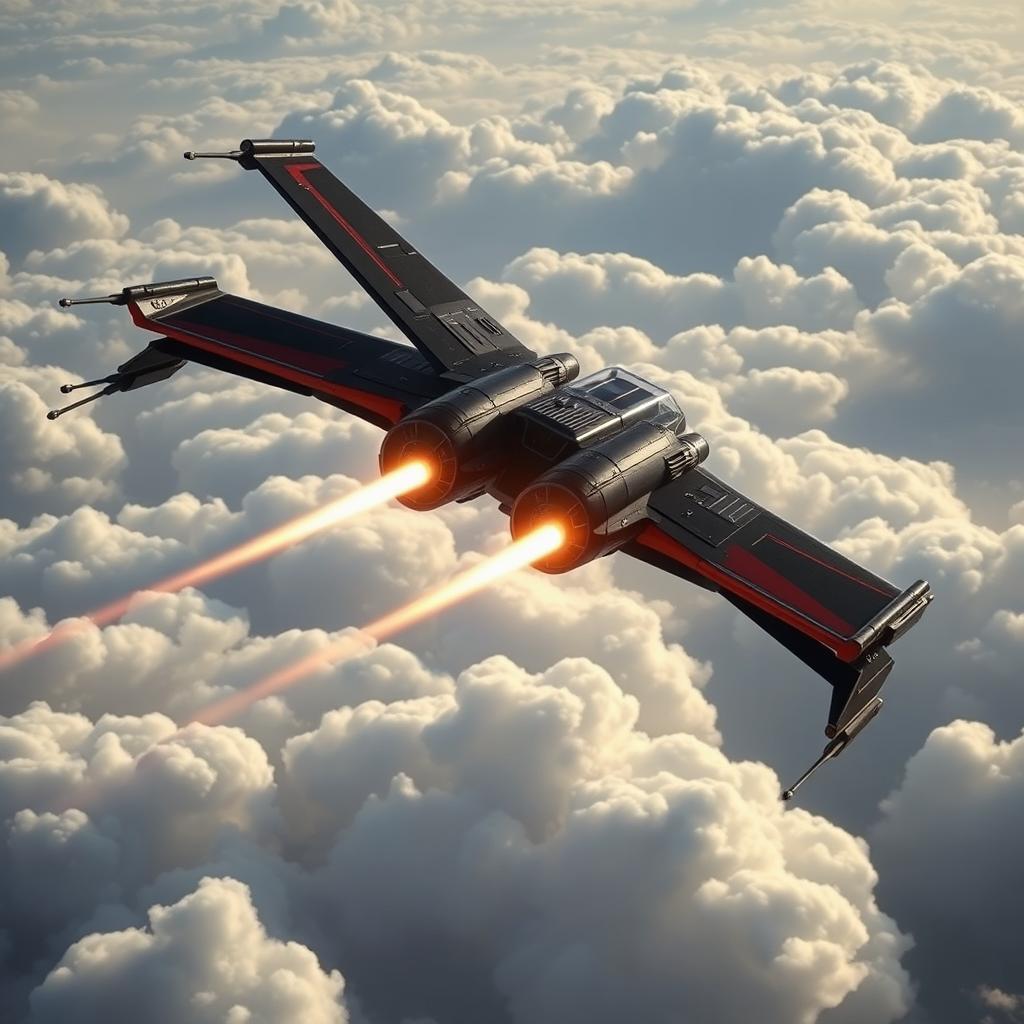 Custom X-Wing Fighter: Black & Red Power
