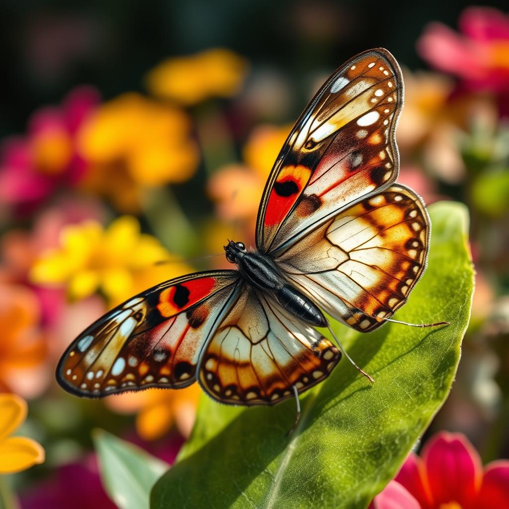 A hyper-realistic close-up photograph of a butterfly showcasing its stunning, intricate wing patterns and vibrant colors