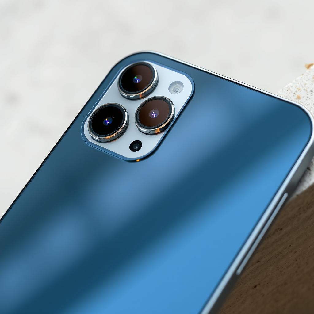 A hyper-realistic close-up photograph of an iPhone 13 Pro, showcasing its sleek design and premium materials