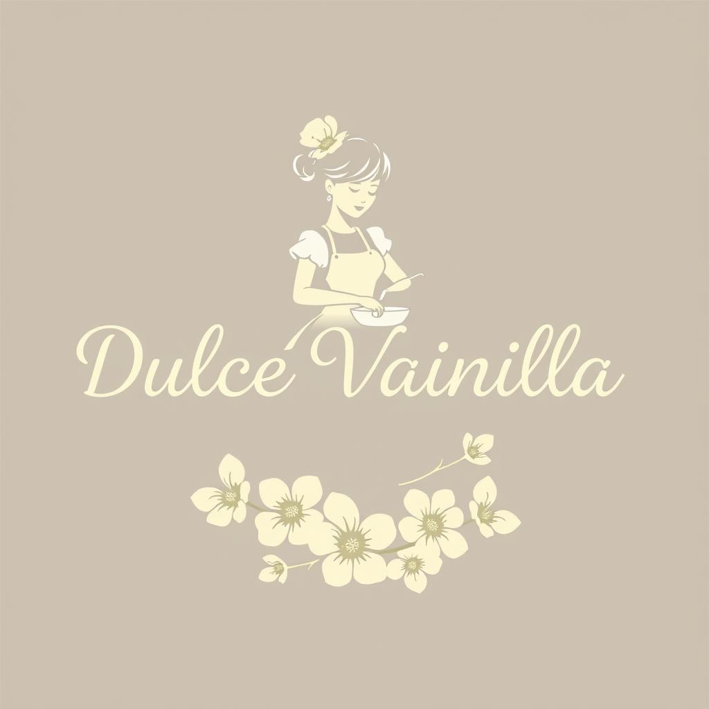 A beautiful and elegant logo for a cake shop named 'Dulce Vainilla'