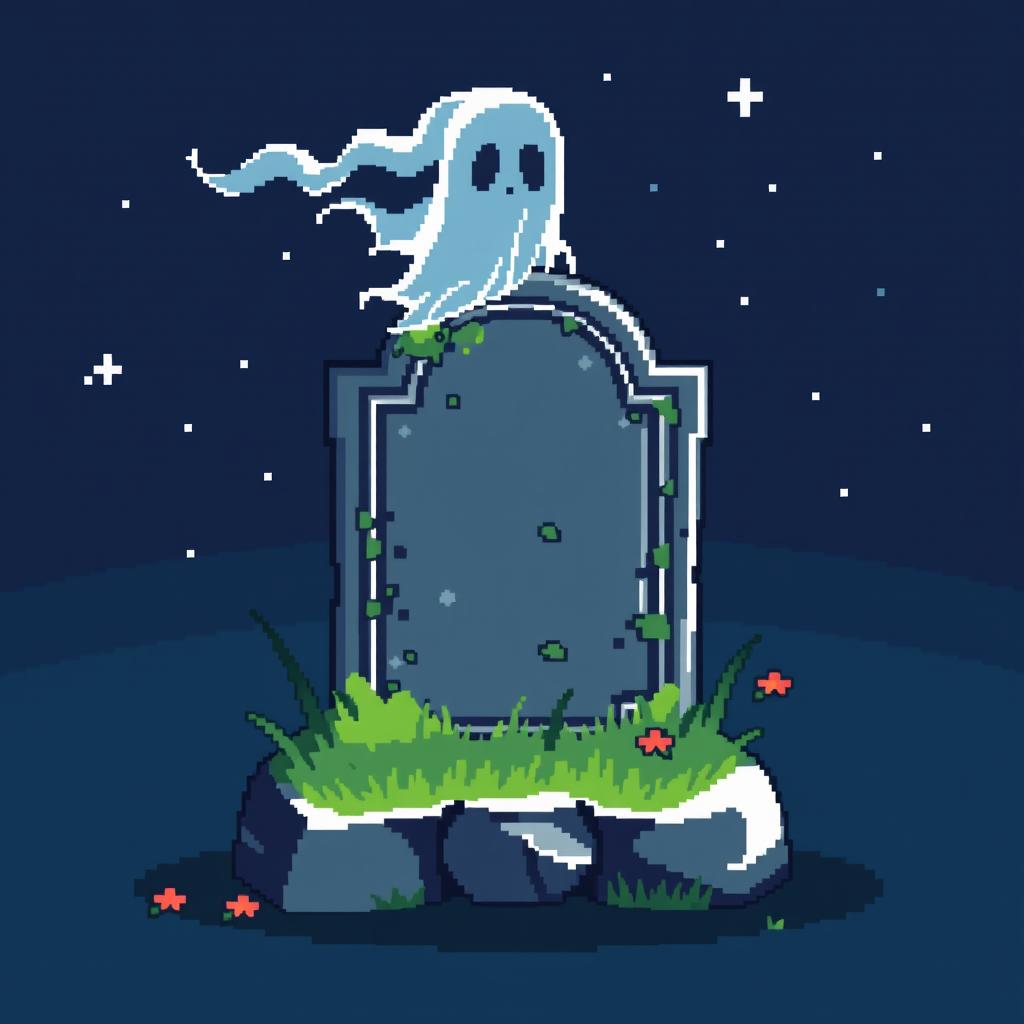 Spooky Pixel Art: Ghostly Tombstone