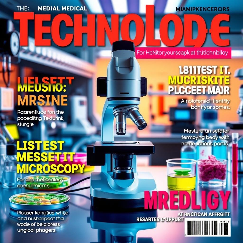 A vibrant magazine cover showcasing the theme of technology in the medical field