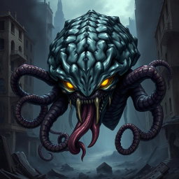 An alien monster with a fearsome appearance, featuring a gray and black carapace that adds an intimidating texture to its form