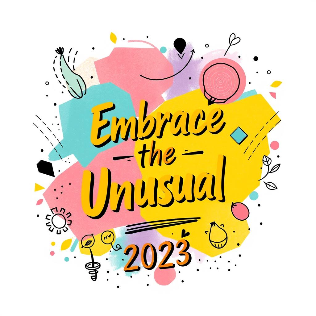 A trendy t-shirt design for 2023, featuring bold and vibrant abstract patterns, geometric shapes, and a mix of pastel colors