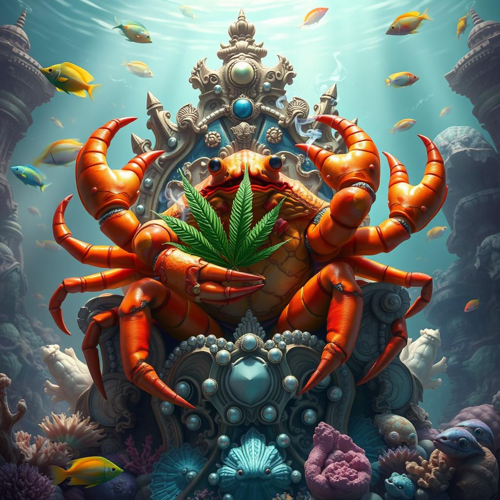 Majestic Crab God on Coral Throne