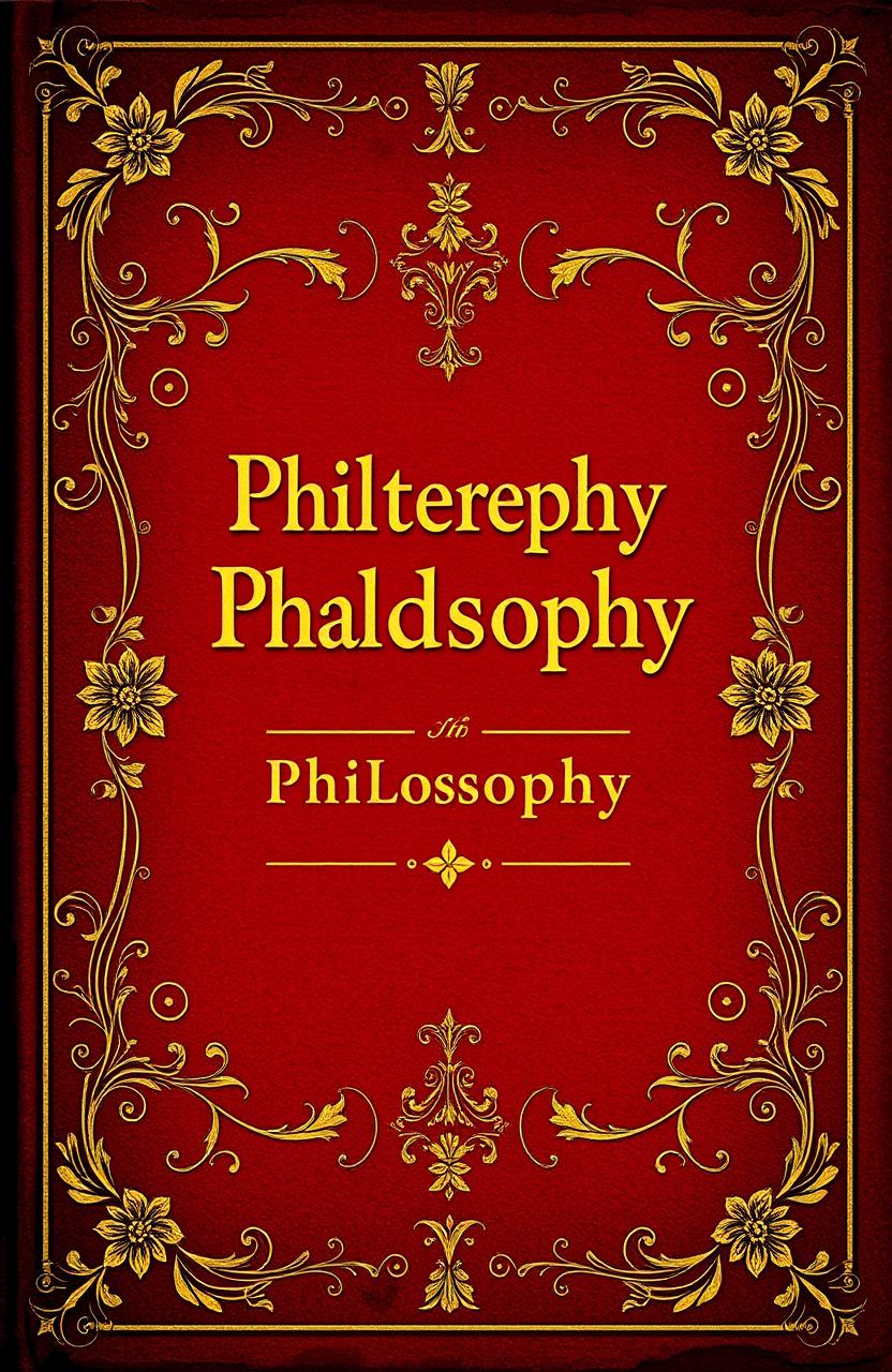 An antique-style book cover for a philosophy book, featuring a rich red brick background