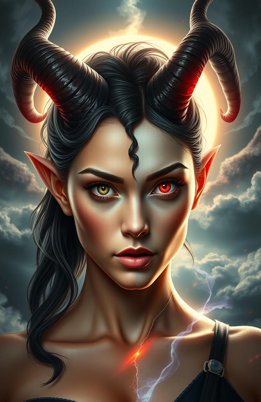 A stunning portrayal of a character that is half human and half demon
