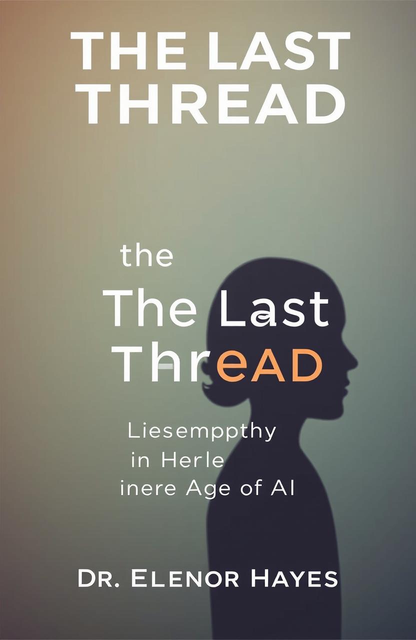 A book cover design titled 'The Last Thread: Empathy in the Age of AI' by Dr