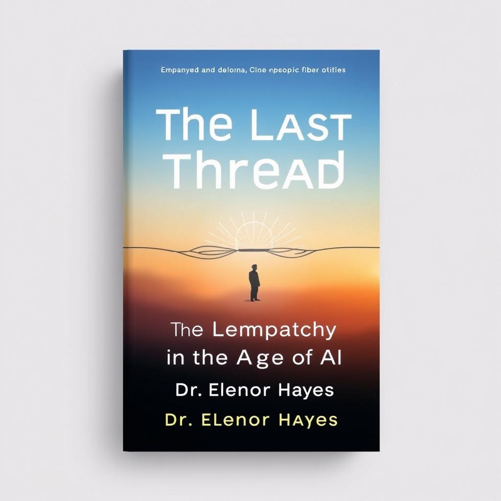 A book cover design for "The Last Thread: Empathy in the Age of AI" by Dr