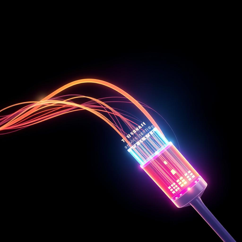 A stylized illustration of a thread or a fiber optic cable, symbolizing both the 'last thread' of human connection and the digital networks of AI