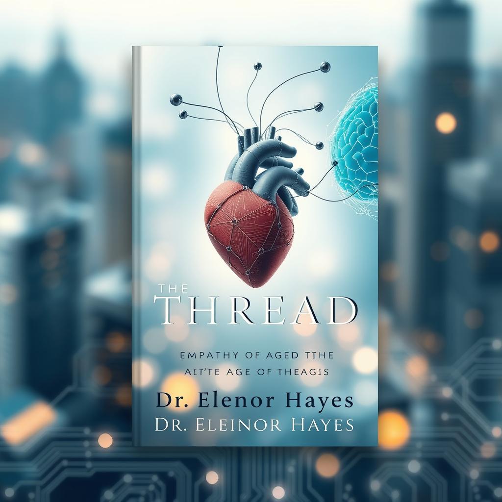 A captivating book cover for "The Last Thread: Empathy in the Age of AI" by Dr
