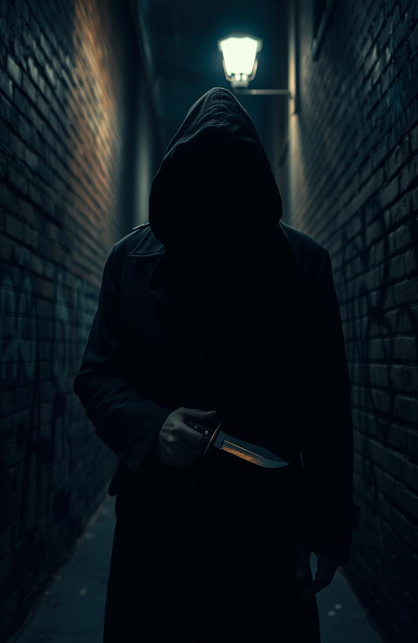 Eerie Alley Encounter: A Chilling Scene with a Shadowy Figure