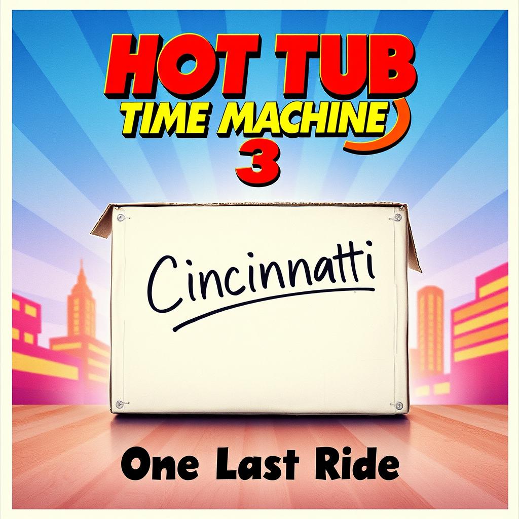 A retro-style movie poster featuring the title 'Hot Tub Time Machine 3' in bold red letters at the top