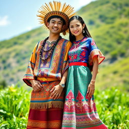 A mesmerizing whole body image of a handsome man and a beautiful girl dressed in traditional Igorot tribal attire from the Philippines