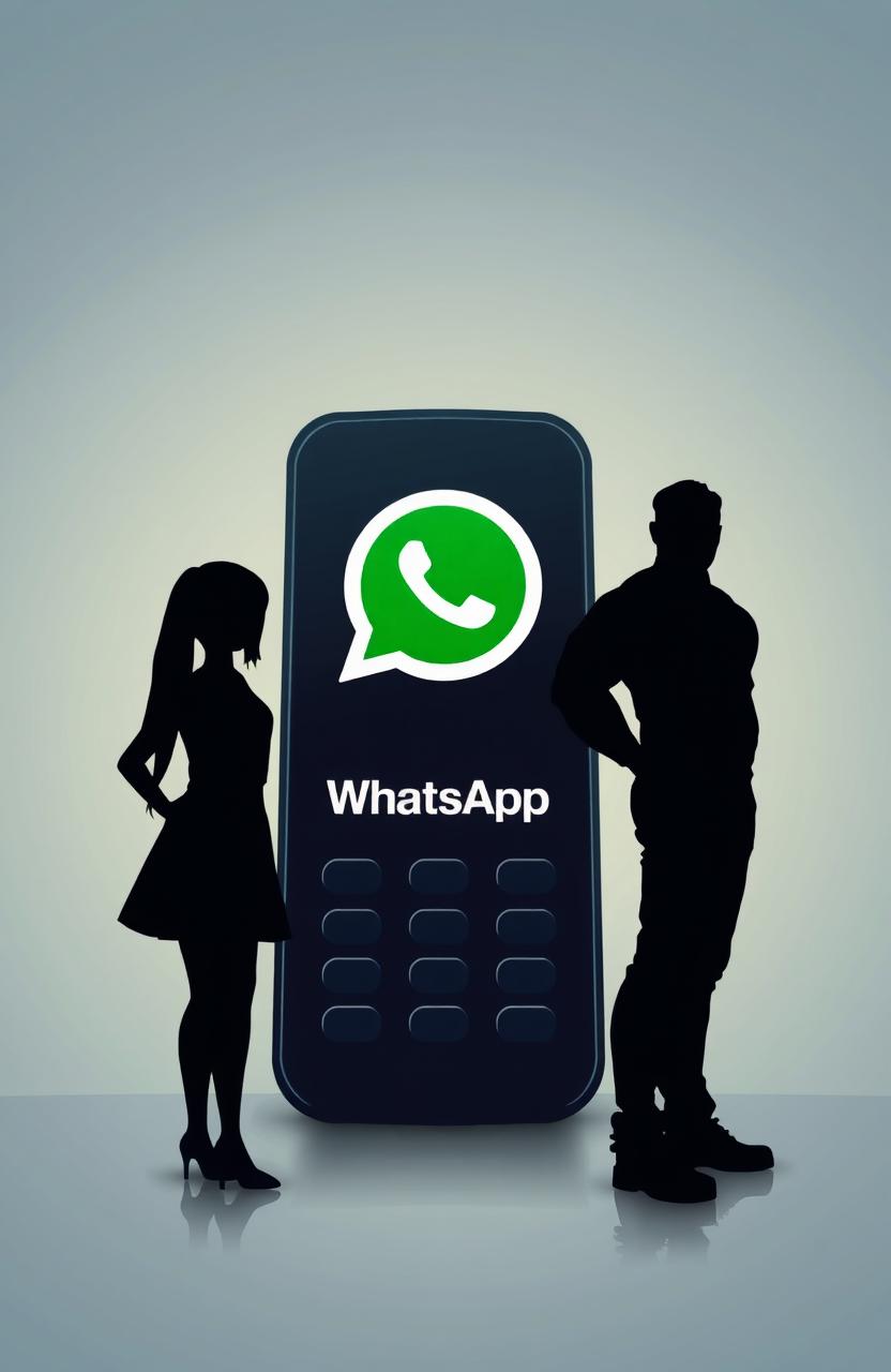 A strong man's silhouette on the right and a slender girl's silhouette on the left, both facing forward