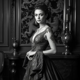 A captivating portrait of a 20-year-old Baltic Duchess, showcasing her youthful beauty and royal elegance