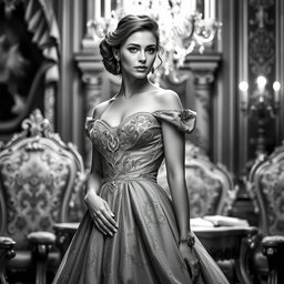 A captivating portrait of a 20-year-old Baltic Duchess, showcasing her youthful beauty and royal elegance