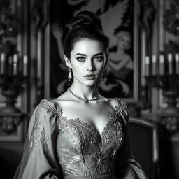 A captivating portrait of a 20-year-old Baltic Duchess, showcasing her youthful beauty and royal elegance