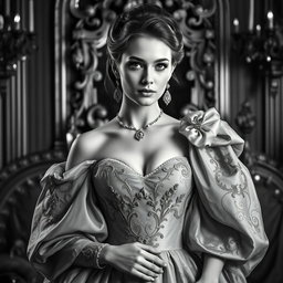 A captivating portrait of a 20-year-old Baltic Duchess, showcasing her youthful beauty and royal elegance