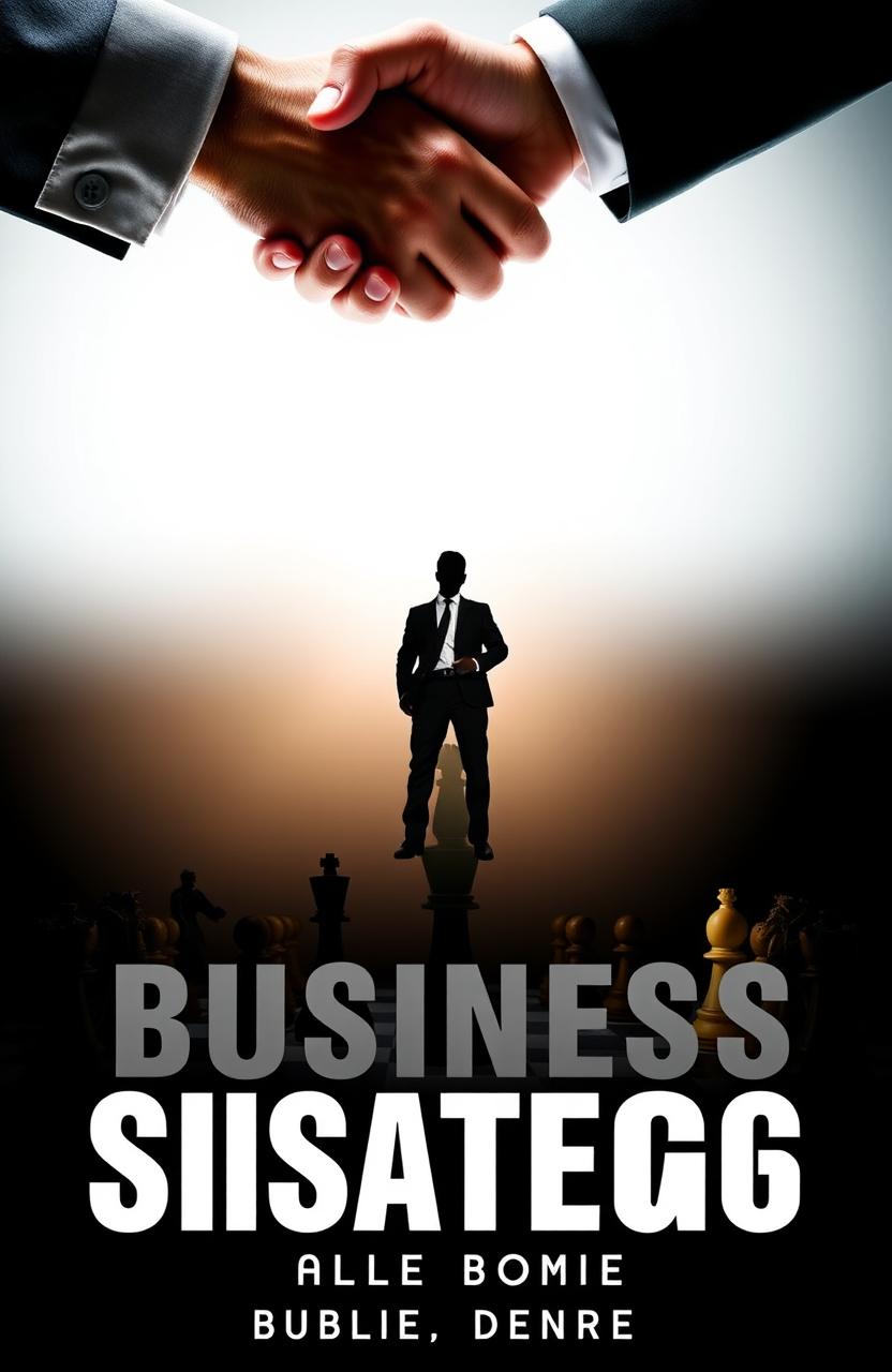 A dramatic scene featuring a business handshake at the top portion, symbolizing partnership and agreement