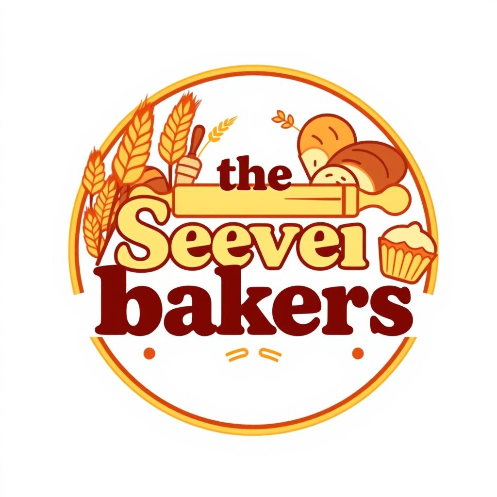 A vibrant and modern logo featuring the text 'the Seven Bakers' prominently in the center