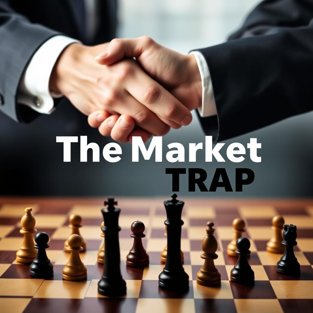 An engaging visual composition featuring a business handshake at the top, symbolizing collaboration and partnership in a corporate environment