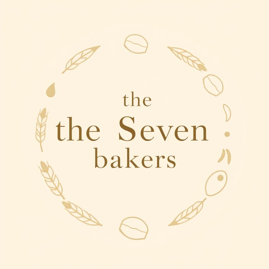 An elegant logo featuring the text 'the Seven Bakers' prominently in the center, designed with a neutral color palette