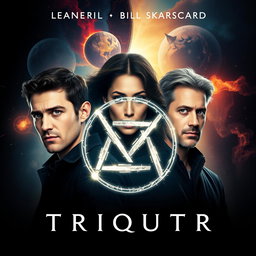 A dramatic movie poster featuring a central Triquetra lighting symbol, symbolizing the connection between three main characters