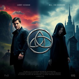 A movie poster featuring a central Triquetra design symbolizing the intertwining destinies of the characters