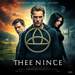A movie poster featuring a central Triquetra design symbolizing the intertwining destinies of the characters
