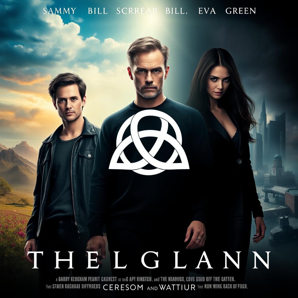 A movie poster featuring a central Triquetra design symbolizing the intertwining destinies of the characters