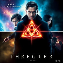 A movie poster featuring a mystical Triquetra symbol glowing with ethereal light at its center