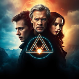A movie poster featuring a mystical Triquetra symbol glowing with ethereal light at its center