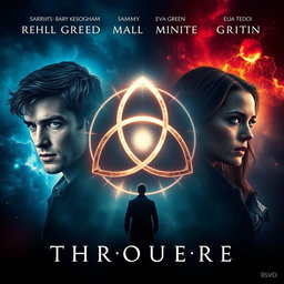 A movie poster featuring a mystical Triquetra symbol glowing with ethereal light at its center