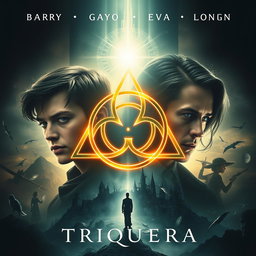 A captivating movie poster featuring the Triquetra symbol at the center, beautifully illuminated with mystical lighting
